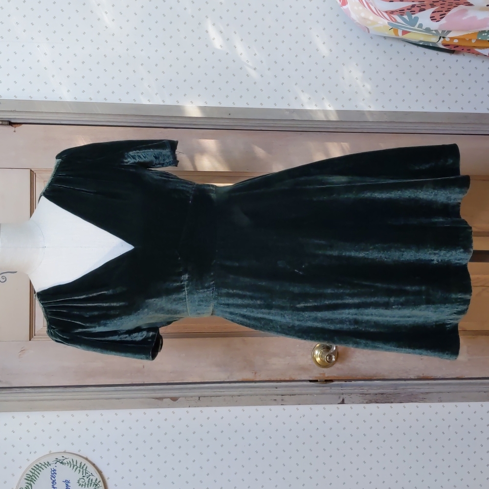 Madewell emerald green velvet dress